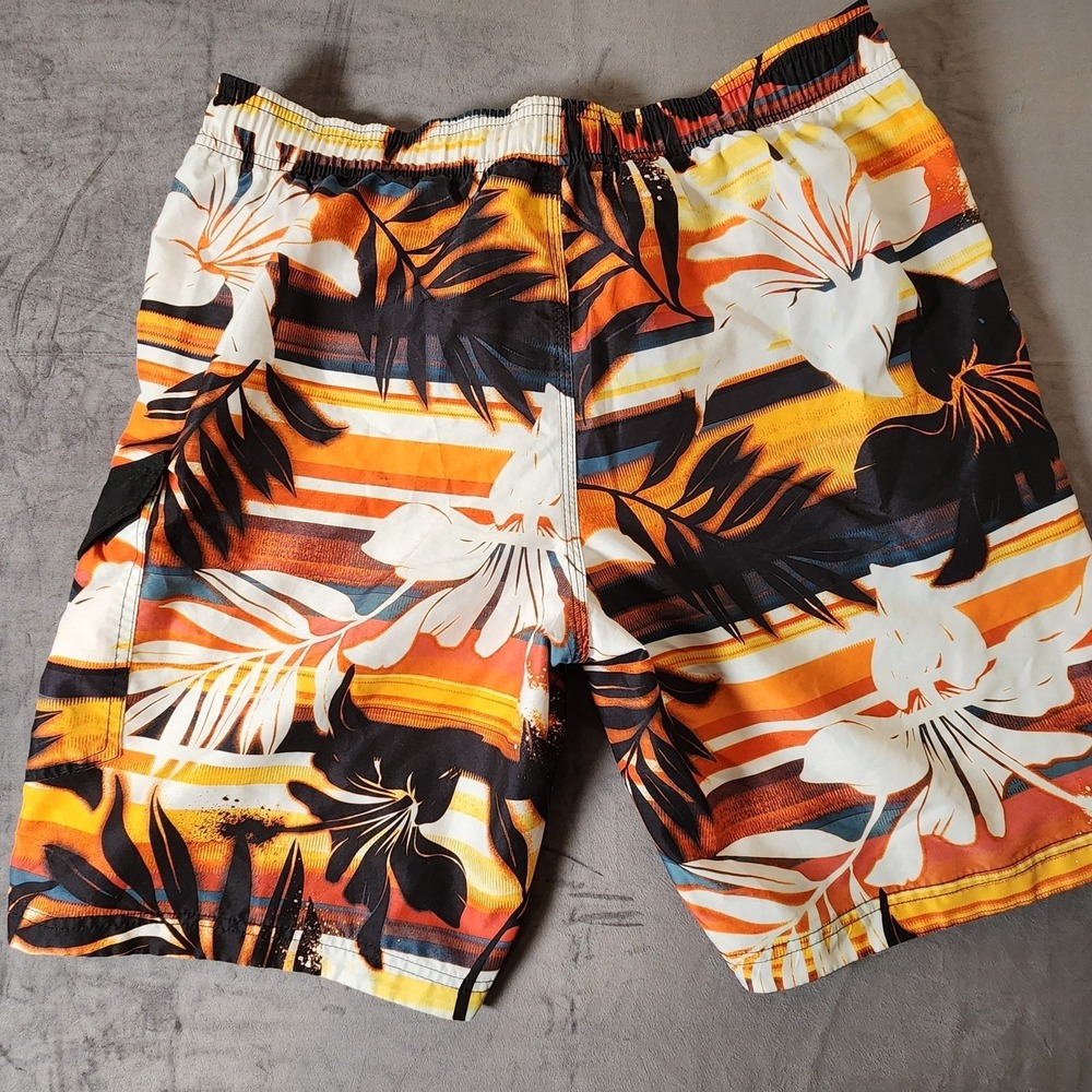 Speedo Mens Swim Trunks Medium Tropical Floral Board Shorts Mesh Lined Orange - Picture 3 of 8
